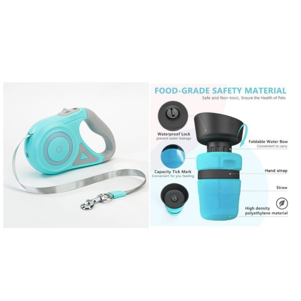 Retractable Dog Leash and Collar Set for Small to Medium Dogs and Cats - Automatic Traction System