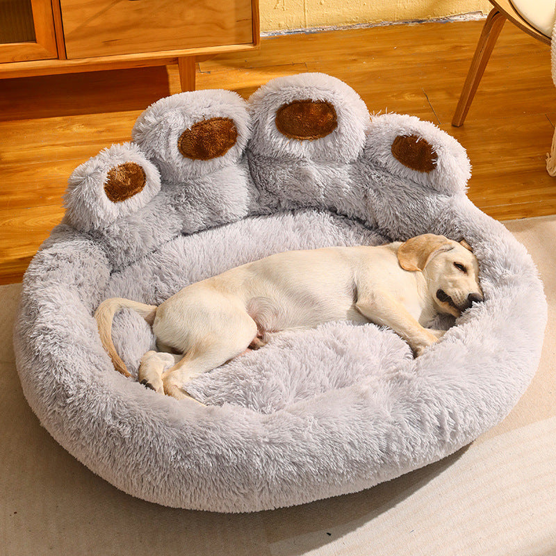 Premium Plush Dog Bed - Cozy Winter Large Pet Sofa with Kennel Mat and Blanket Accessories for Dogs and Cats