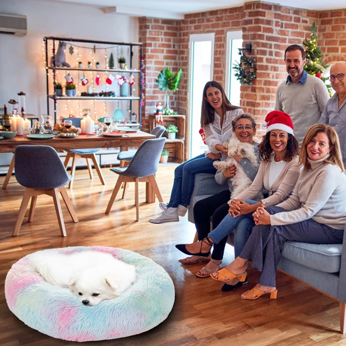 Premium Plush Donut Pet Bed - Comfortable and Washable Cushion for Dogs and Cats in Various Sizes