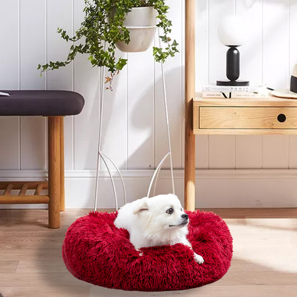 Premium Plush Donut Pet Bed - Comfortable and Washable Cushion for Dogs and Cats in Various Sizes