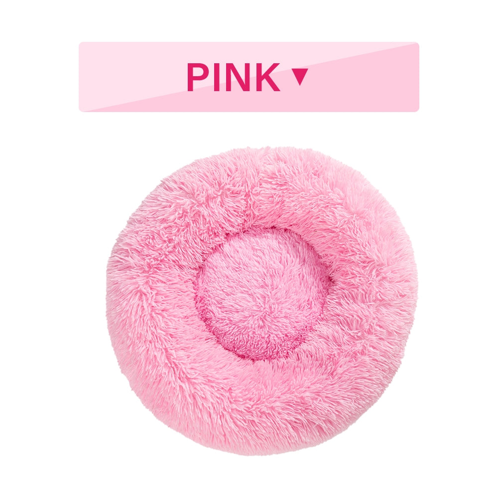 Premium Plush Donut Pet Bed - Comfortable and Washable Cushion for Dogs and Cats in Various Sizes