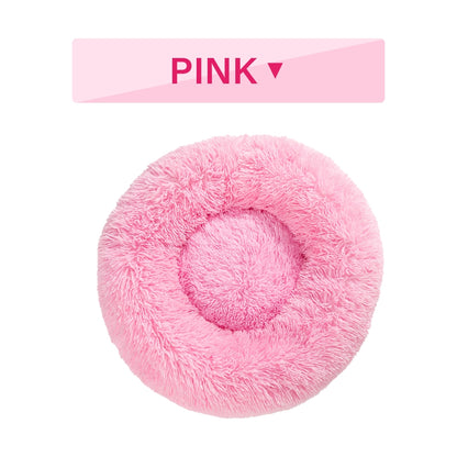 Premium Plush Donut Pet Bed - Comfortable and Washable Cushion for Dogs and Cats in Various Sizes