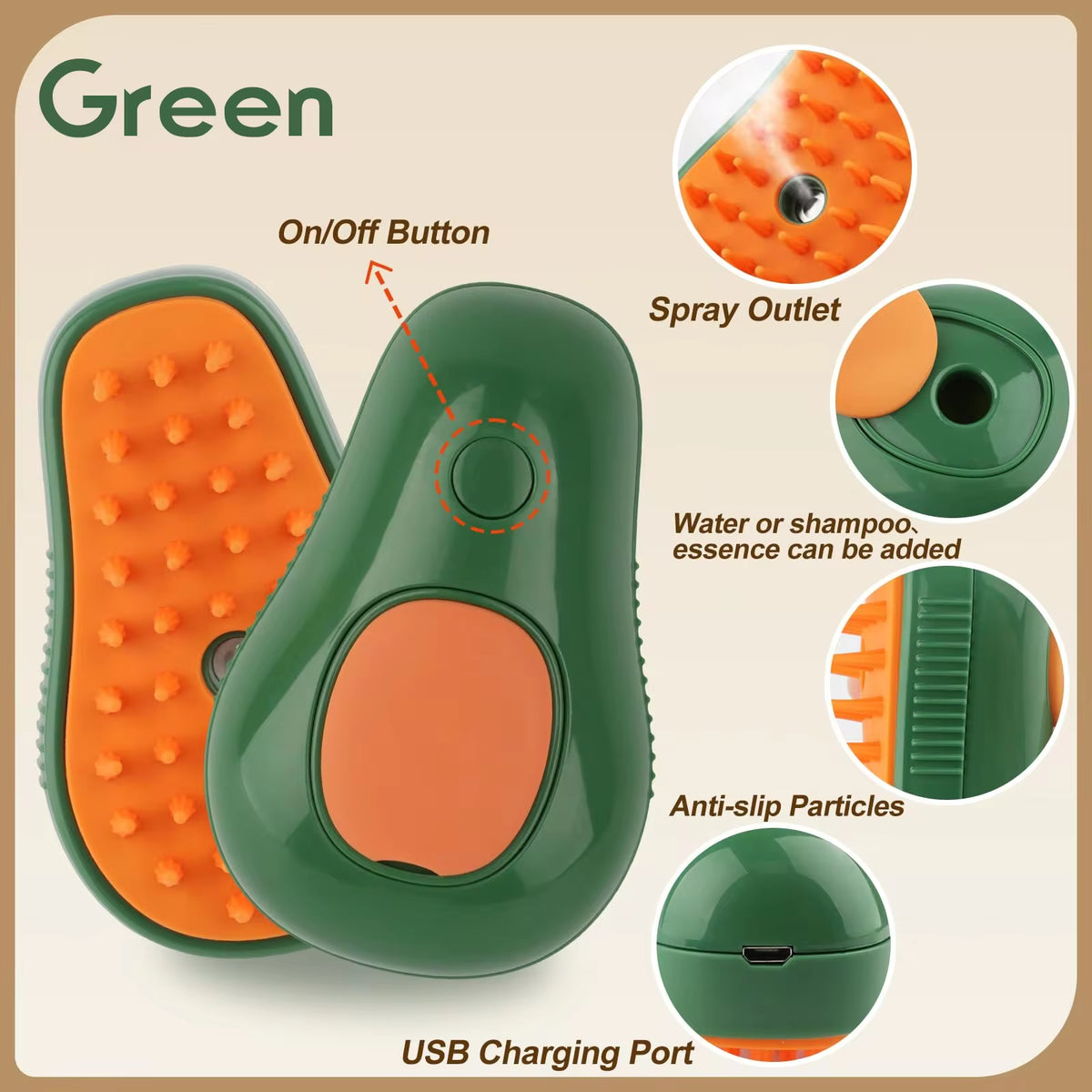Professional 3-in-1 Electric Pet Grooming Brush with Steam, Spray, and Massage Features for Cats and Dogs