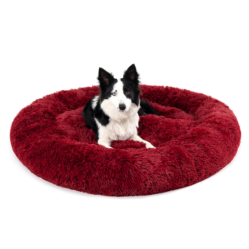 Premium Plush Donut Pet Bed - Comfortable and Washable Cushion for Dogs and Cats in Various Sizes