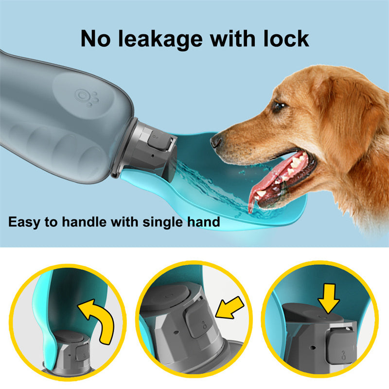 800ml Portable Dog Water Bottle - High Capacity Leakproof Foldable Drinking Bowl for Outdoor Use, Ideal for Golden Retrievers and Other Pets