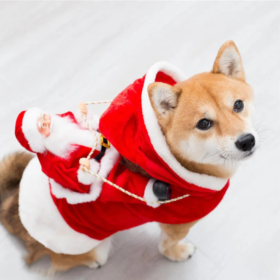 Christmas Pet Apparel: Santa Claus Ski Outfit, Warm and Frost-Proof, Ideal Holiday Clothing for Pets