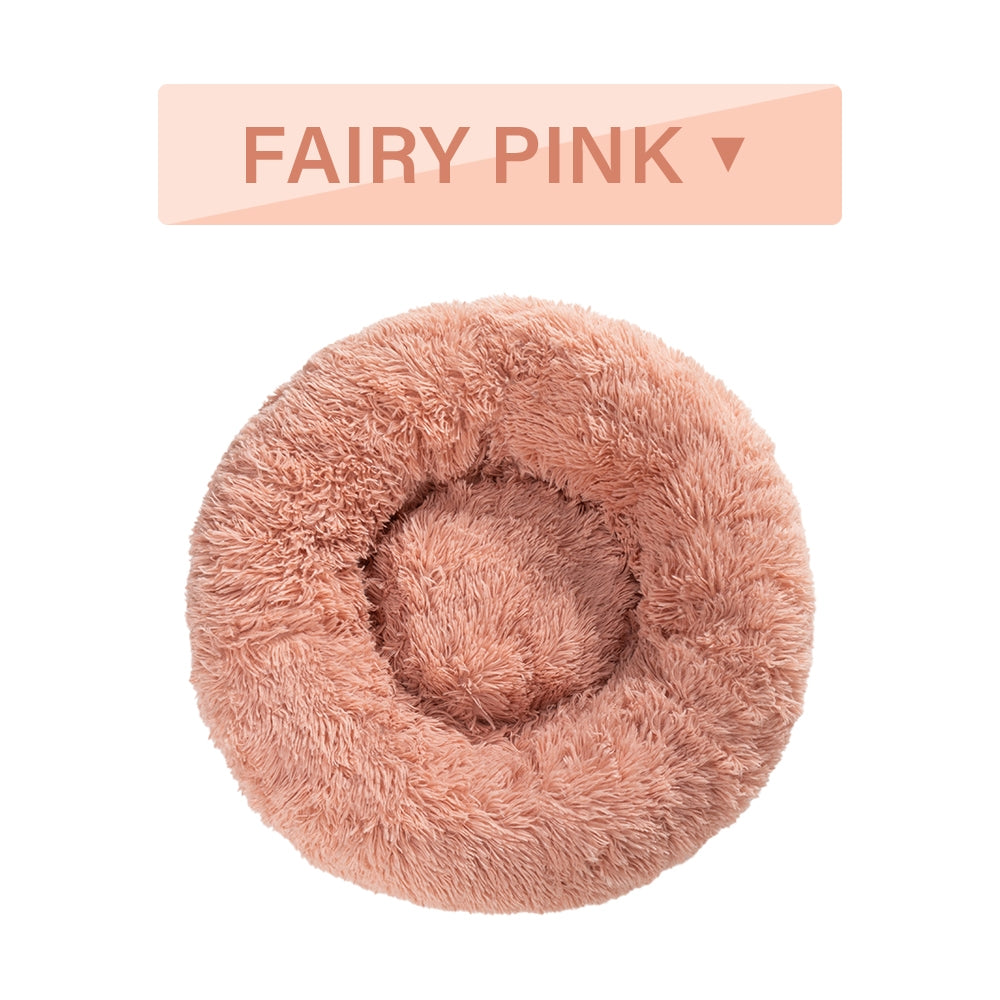 Premium Plush Donut Pet Bed - Comfortable and Washable Cushion for Dogs and Cats in Various Sizes