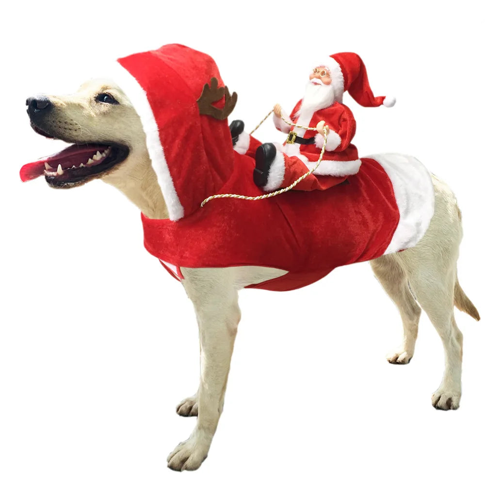Christmas Pet Apparel: Santa Claus Ski Outfit, Warm and Frost-Proof, Ideal Holiday Clothing for Pets