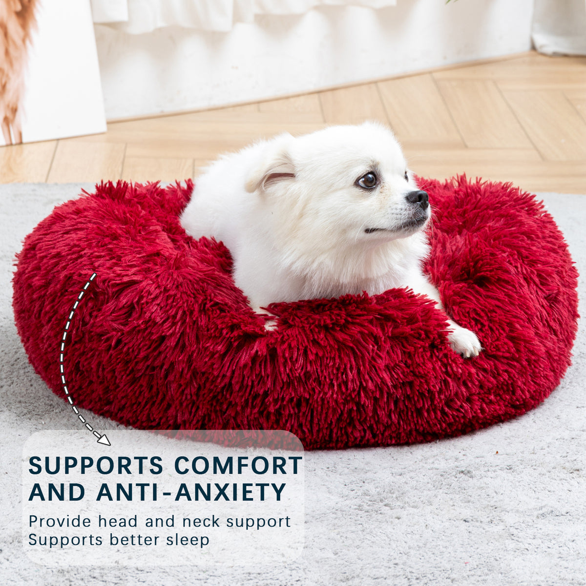 Premium Plush Donut Pet Bed - Comfortable and Washable Cushion for Dogs and Cats in Various Sizes