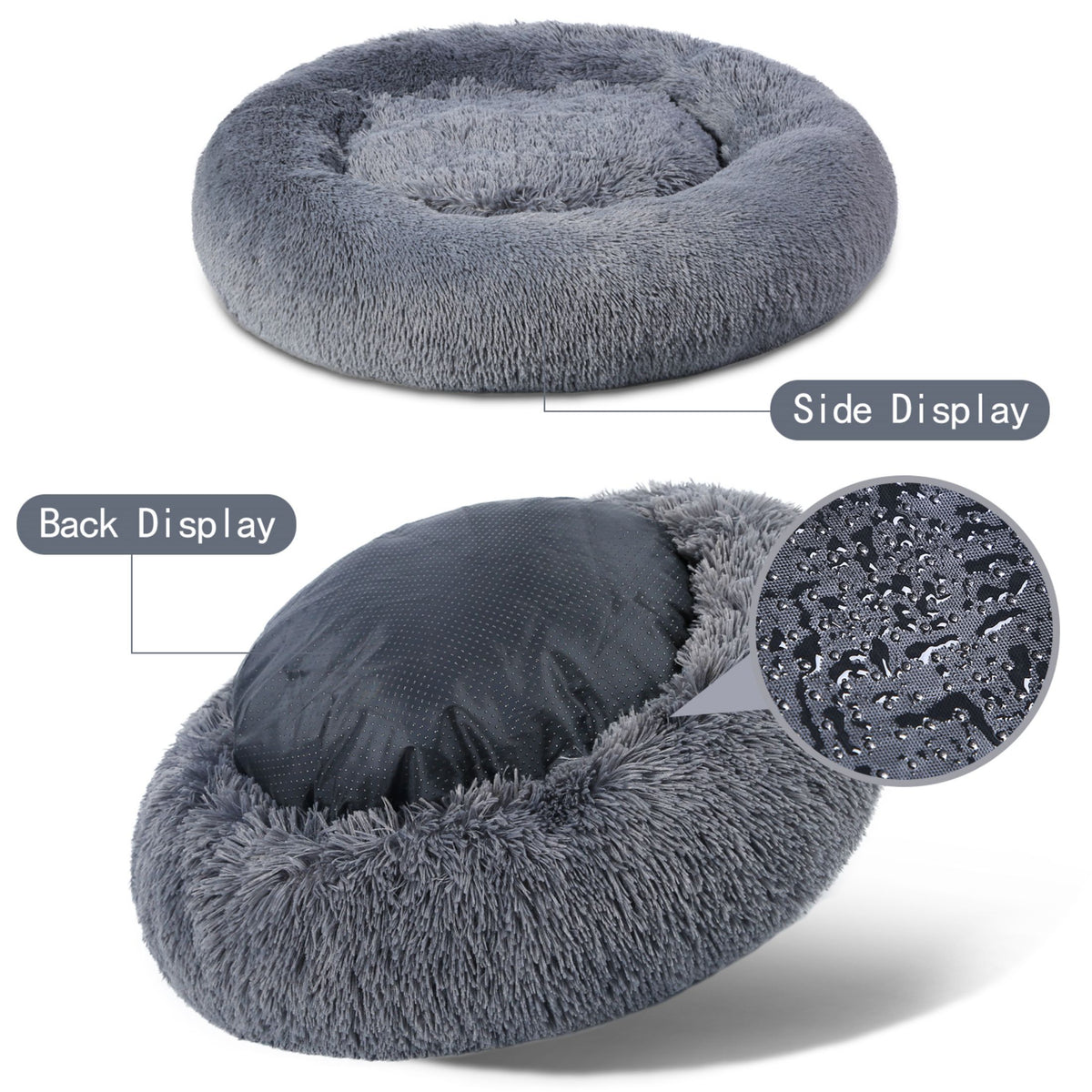 Premium Plush Donut Pet Bed - Comfortable and Washable Cushion for Dogs and Cats in Various Sizes