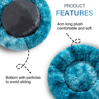 Premium Plush Donut Pet Bed - Comfortable and Washable Cushion for Dogs and Cats in Various Sizes
