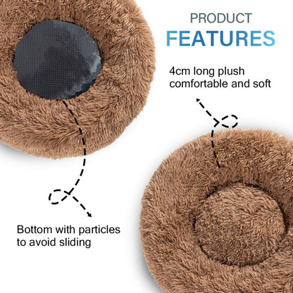 Premium Plush Donut Pet Bed - Comfortable and Washable Cushion for Dogs and Cats in Various Sizes