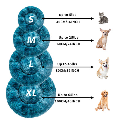 Premium Plush Donut Pet Bed - Comfortable and Washable Cushion for Dogs and Cats in Various Sizes