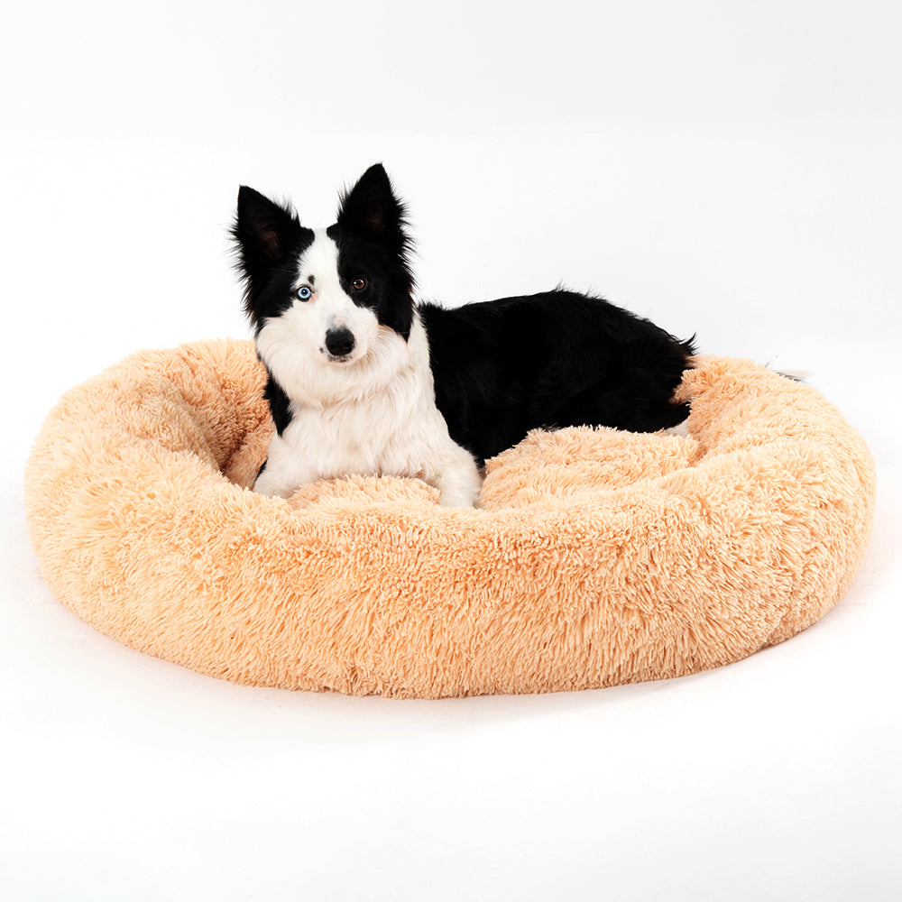Premium Plush Donut Pet Bed - Comfortable and Washable Cushion for Dogs and Cats in Various Sizes