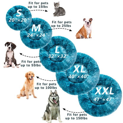 Premium Plush Donut Pet Bed - Comfortable and Washable Cushion for Dogs and Cats in Various Sizes