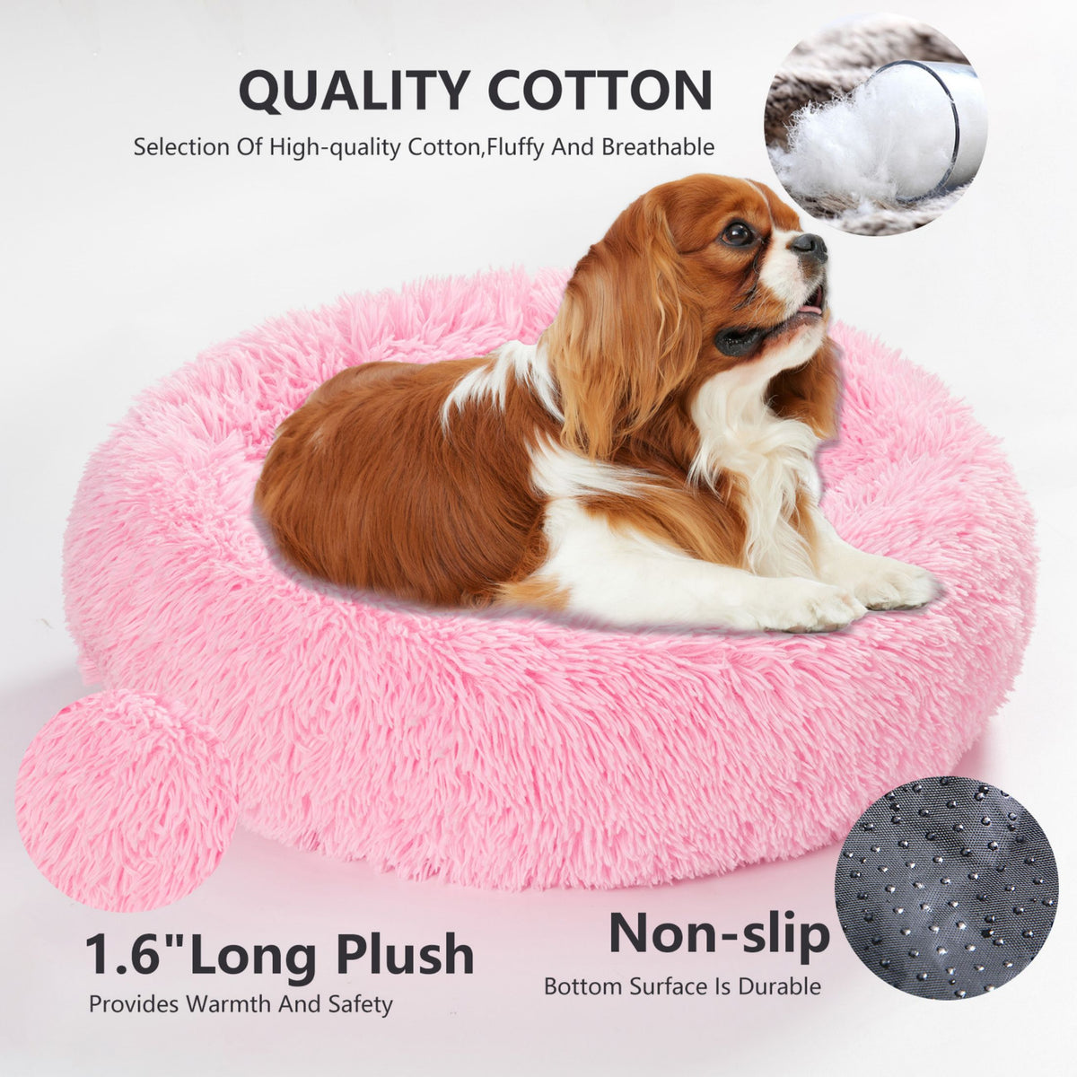 Premium Plush Donut Pet Bed - Comfortable and Washable Cushion for Dogs and Cats in Various Sizes