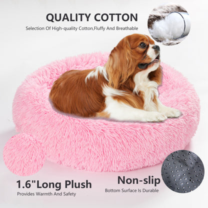 Premium Plush Donut Pet Bed - Comfortable and Washable Cushion for Dogs and Cats in Various Sizes