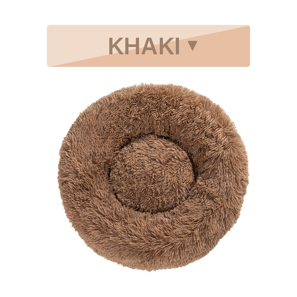 Premium Plush Donut Pet Bed - Comfortable and Washable Cushion for Dogs and Cats in Various Sizes