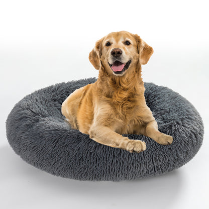 Premium Plush Donut Pet Bed - Comfortable and Washable Cushion for Dogs and Cats in Various Sizes