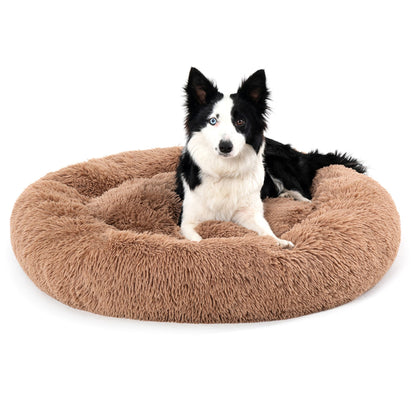 Premium Plush Donut Pet Bed - Comfortable and Washable Cushion for Dogs and Cats in Various Sizes