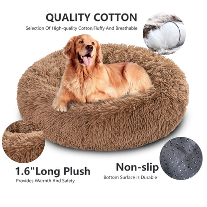 Premium Plush Donut Pet Bed - Comfortable and Washable Cushion for Dogs and Cats in Various Sizes