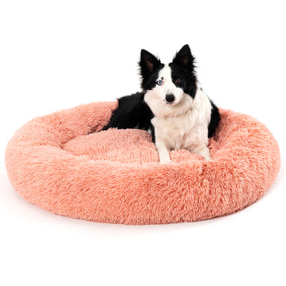 Premium Plush Donut Pet Bed - Comfortable and Washable Cushion for Dogs and Cats in Various Sizes