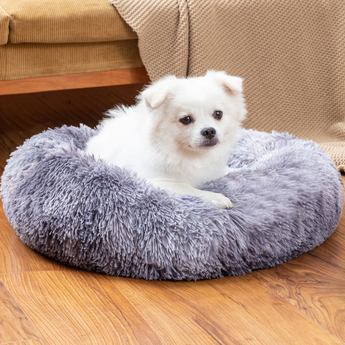 Premium Plush Donut Pet Bed - Comfortable and Washable Cushion for Dogs and Cats in Various Sizes