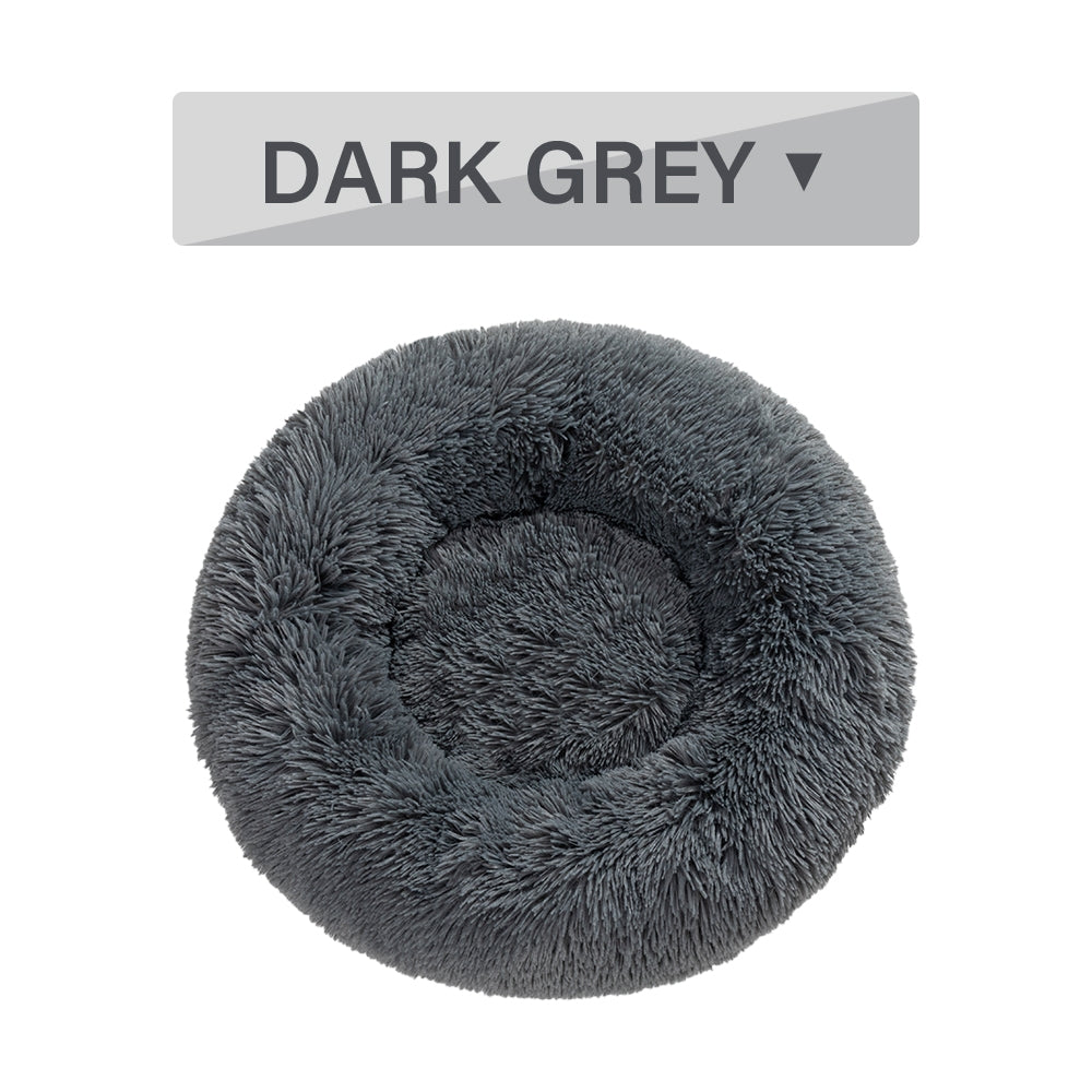 Premium Plush Donut Pet Bed - Comfortable and Washable Cushion for Dogs and Cats in Various Sizes