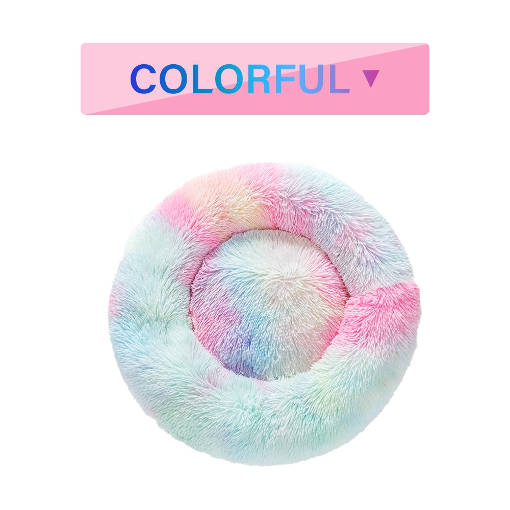 Premium Plush Donut Pet Bed - Comfortable and Washable Cushion for Dogs and Cats in Various Sizes