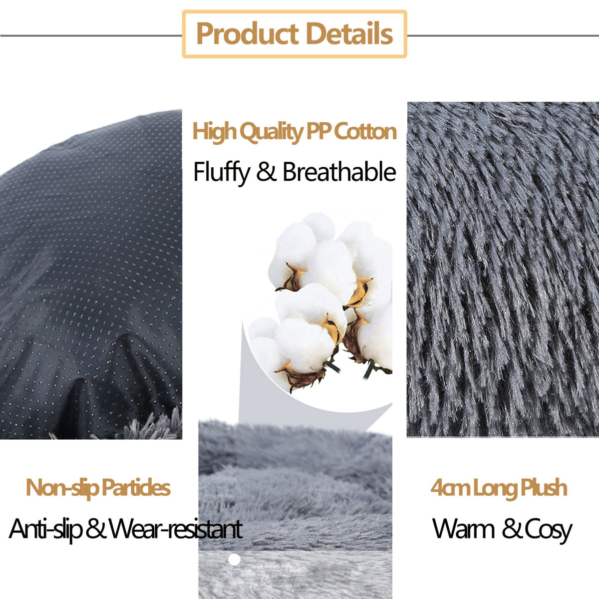 Premium Plush Donut Pet Bed - Comfortable and Washable Cushion for Dogs and Cats in Various Sizes
