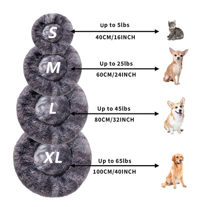 Premium Plush Donut Pet Bed - Comfortable and Washable Cushion for Dogs and Cats in Various Sizes