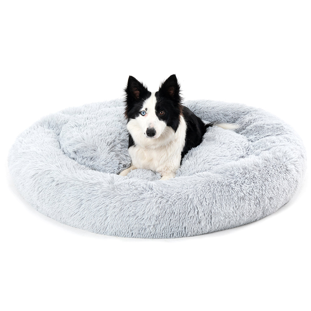 Premium Plush Donut Pet Bed - Comfortable and Washable Cushion for Dogs and Cats in Various Sizes