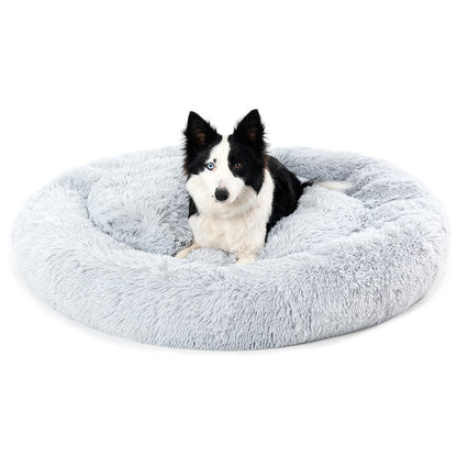 Premium Plush Donut Pet Bed - Comfortable and Washable Cushion for Dogs and Cats in Various Sizes