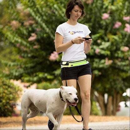 Professional Hands-Free Dog Leash with Shock-Absorbing Bungee for Large Dogs Up to 180 lbs, Featuring Phone Pocket and Water Bottle Holder