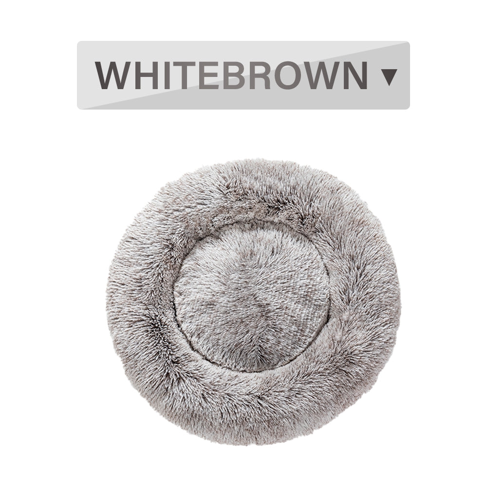 Premium Plush Donut Pet Bed - Comfortable and Washable Cushion for Dogs and Cats in Various Sizes