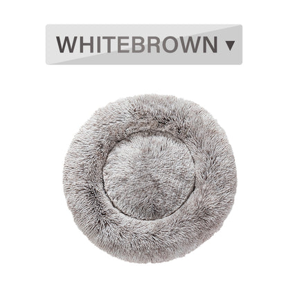 Premium Plush Donut Pet Bed - Comfortable and Washable Cushion for Dogs and Cats in Various Sizes