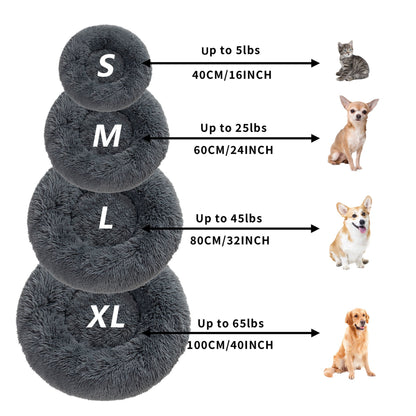Premium Plush Donut Pet Bed - Comfortable and Washable Cushion for Dogs and Cats in Various Sizes