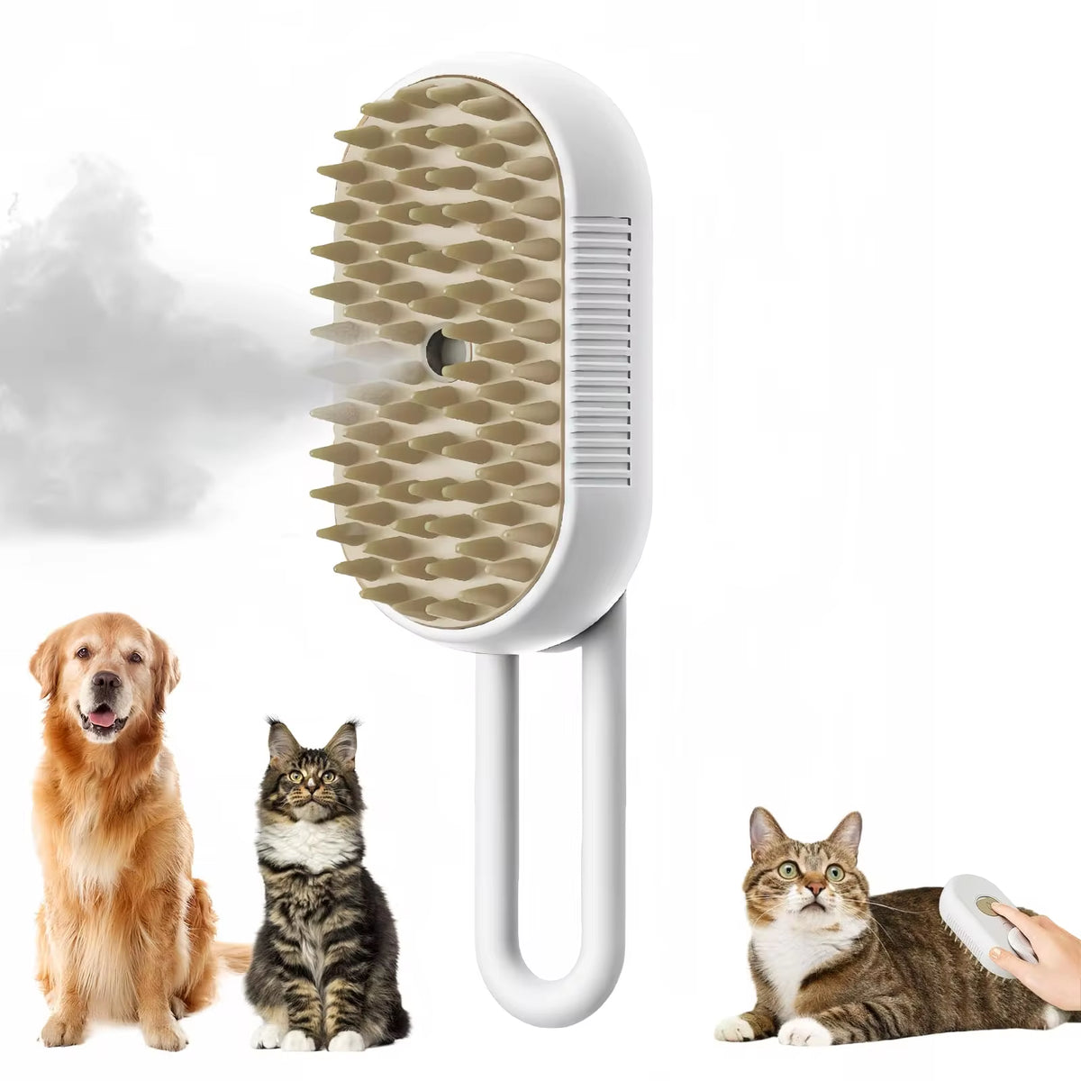 Professional 3-in-1 Electric Pet Grooming Brush with Steam, Spray, and Massage Features for Cats and Dogs