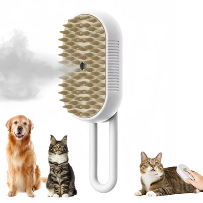 Professional 3-in-1 Electric Pet Grooming Brush with Steam, Spray, and Massage Features for Cats and Dogs