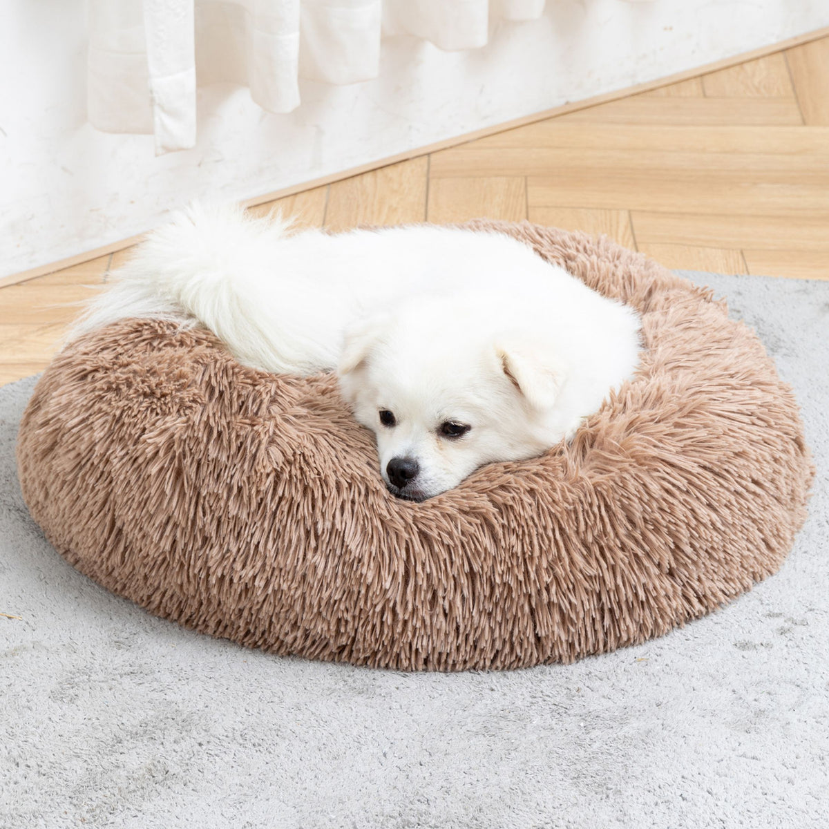 Premium Plush Donut Pet Bed - Comfortable and Washable Cushion for Dogs and Cats in Various Sizes