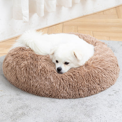 Premium Plush Donut Pet Bed - Comfortable and Washable Cushion for Dogs and Cats in Various Sizes