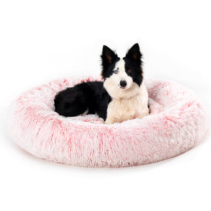Premium Plush Donut Pet Bed - Comfortable and Washable Cushion for Dogs and Cats in Various Sizes