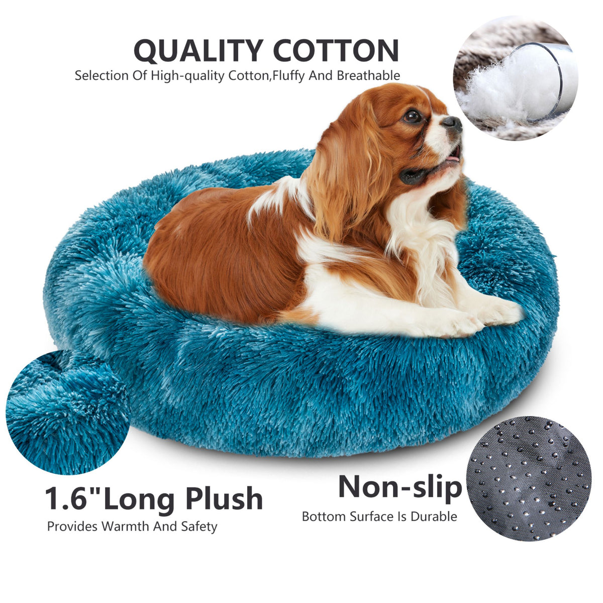Premium Plush Donut Pet Bed - Comfortable and Washable Cushion for Dogs and Cats in Various Sizes