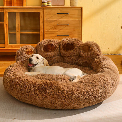 Premium Plush Dog Bed - Cozy Winter Large Pet Sofa with Kennel Mat and Blanket Accessories for Dogs and Cats