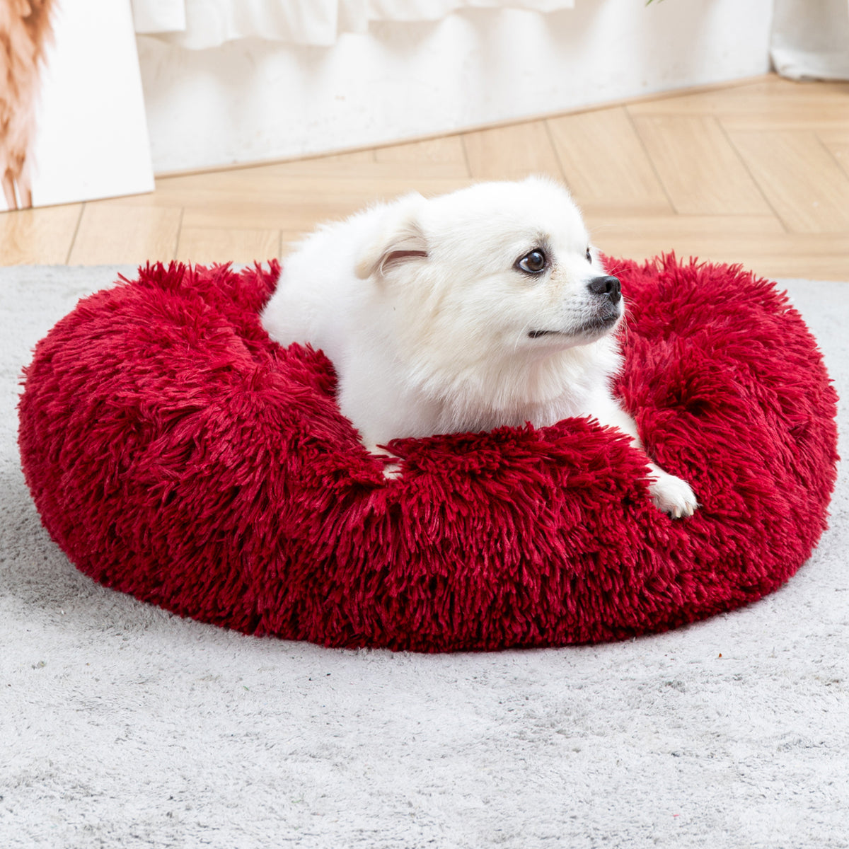 Premium Plush Donut Pet Bed - Comfortable and Washable Cushion for Dogs and Cats in Various Sizes