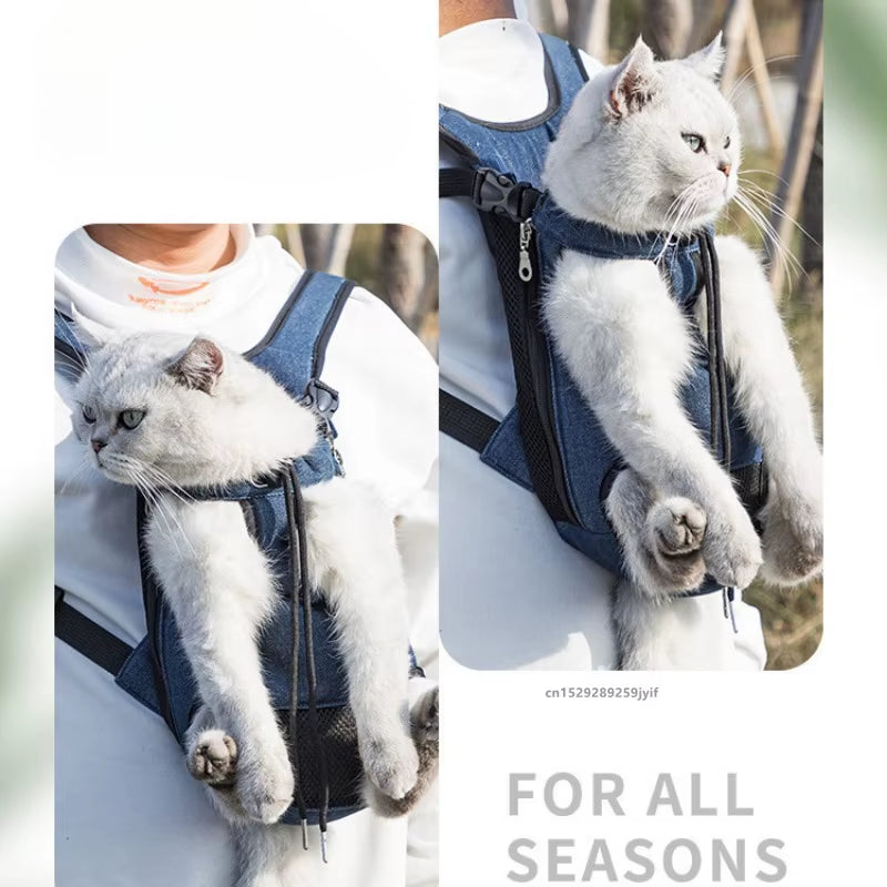 Breathable Double-Shoulder Portable Travel Backpack for Small Dogs and Cats