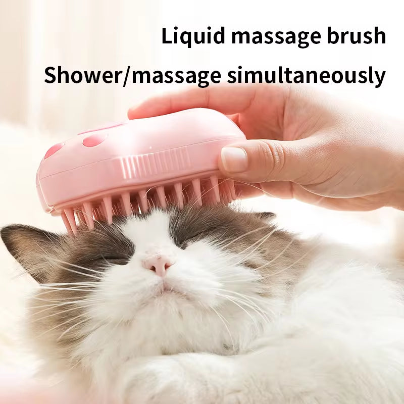 Professional 3-in-1 Electric Pet Grooming Brush with Steam, Spray, and Massage Features for Cats and Dogs