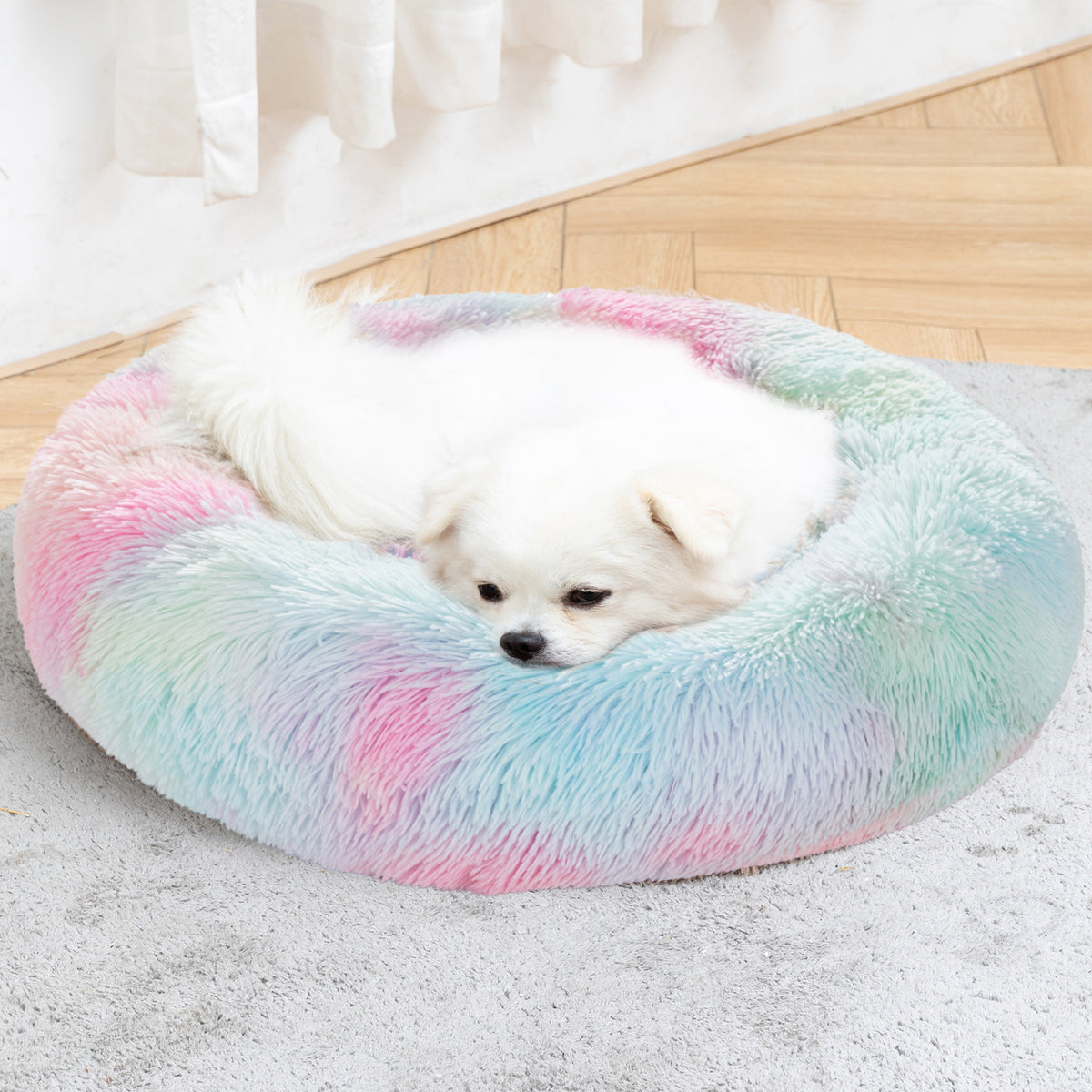Premium Plush Donut Pet Bed - Comfortable and Washable Cushion for Dogs and Cats in Various Sizes