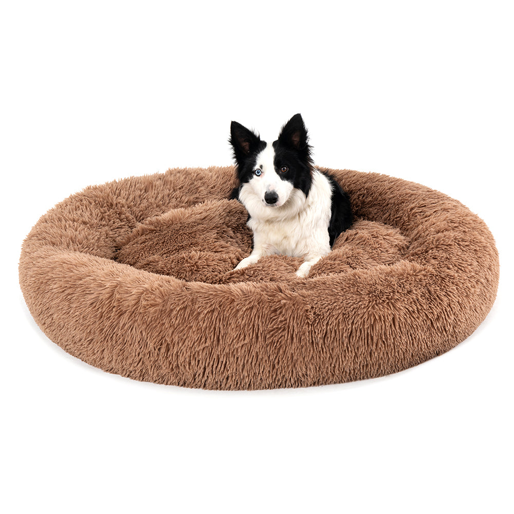 Premium Plush Donut Pet Bed - Comfortable and Washable Cushion for Dogs and Cats in Various Sizes