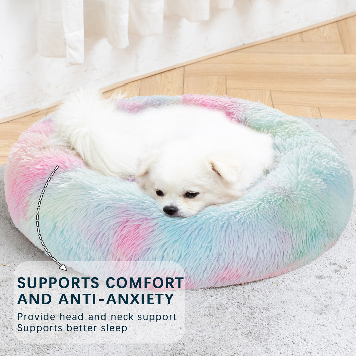 Premium Plush Donut Pet Bed - Comfortable and Washable Cushion for Dogs and Cats in Various Sizes